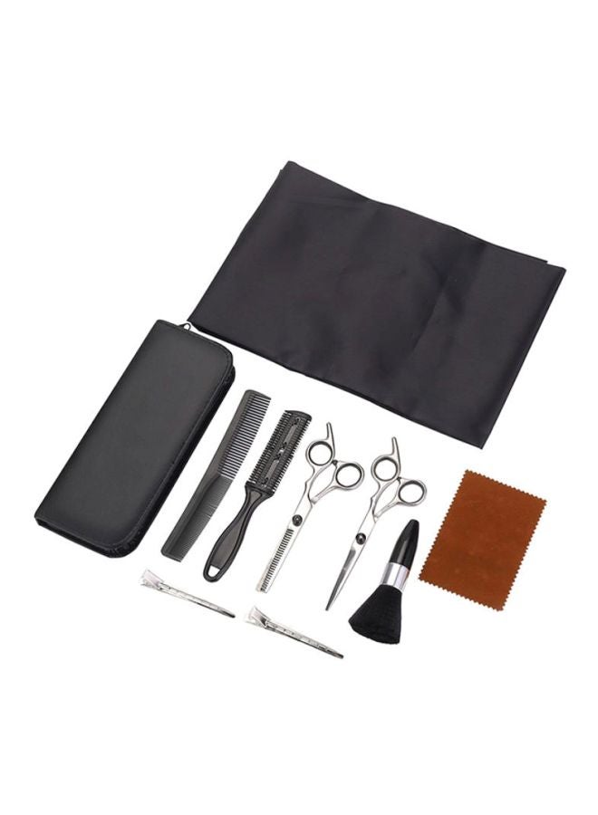 LAWAZIM 9-Piece Hair Styling Scissors Set Black/Silver - Image 1