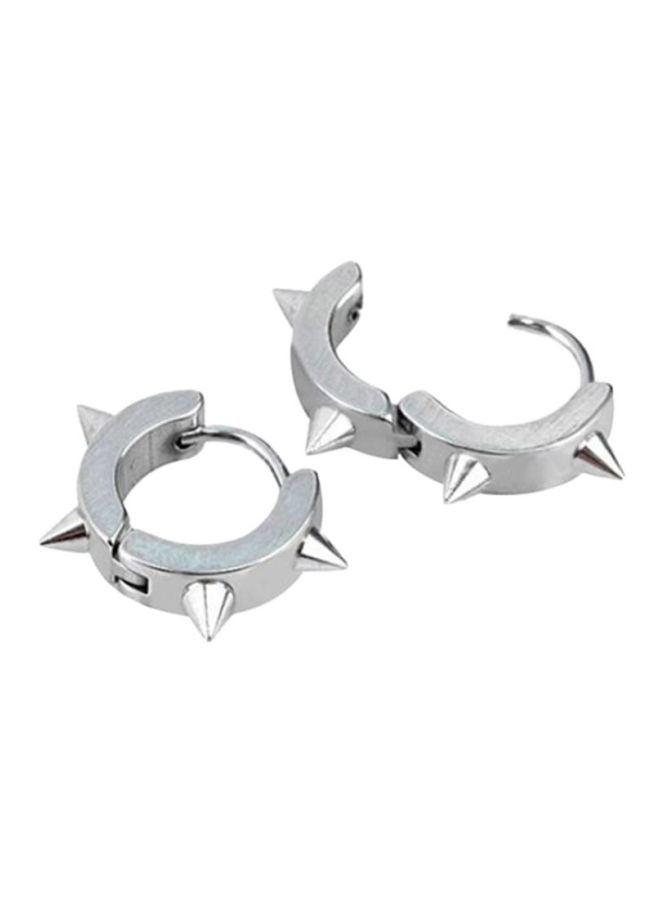 Bluelans Titanium Steel Punk Rivet Hoop Earrings 