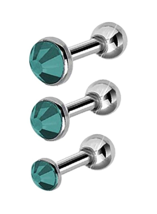 Bluelans - 3-Piece Rhinestone Tragus Studded Helix Bar Earrings Set - Image 1