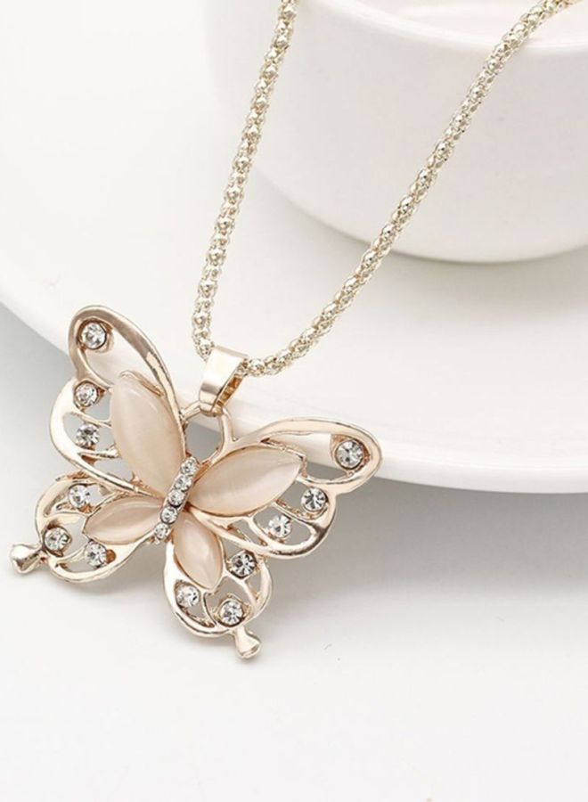 CYTHERIA - Opal Butterfly Long Chain Pendant Necklace - Image 1