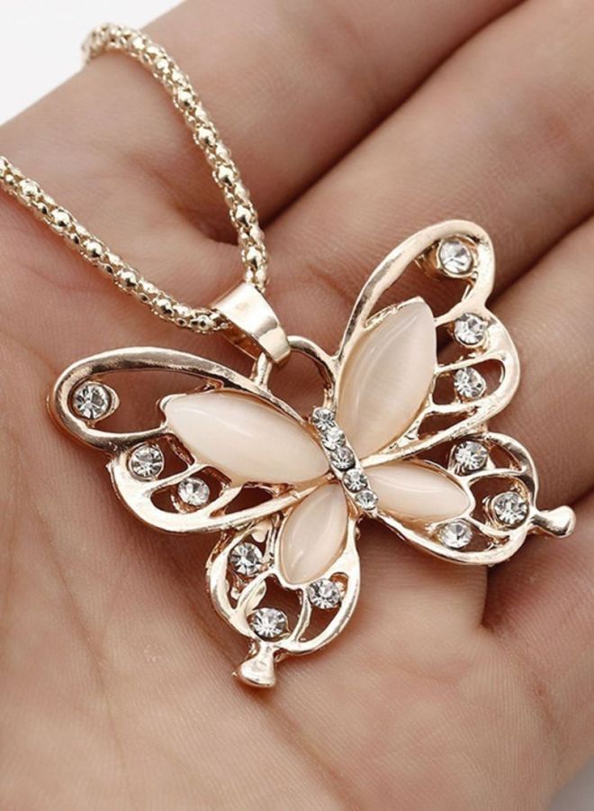 CYTHERIA - Opal Butterfly Long Chain Pendant Necklace - Image 1