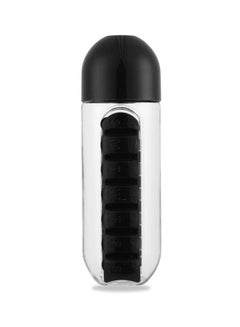 Goldedge Water Bottle With Built-In Daily Pill Box Organizer Grey 15cm  - Image 2