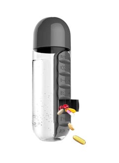 Goldedge Water Bottle With Built-In Daily Pill Box Organizer Grey 15cm  - Image 3