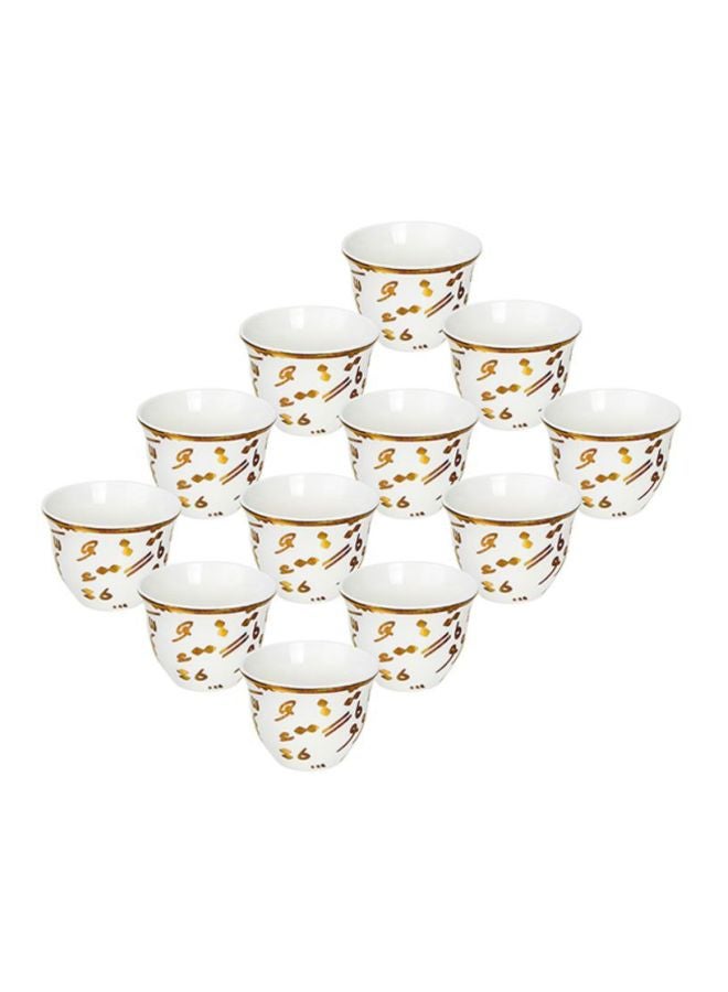 Dallaty 12-Piece Tashkeel Cawa Cup Set White/Gold 90ml