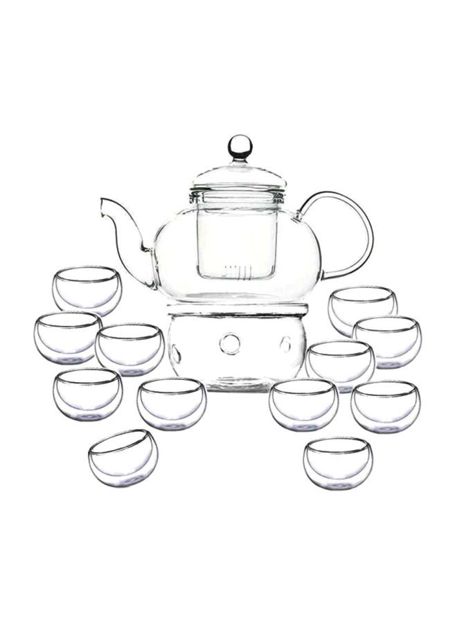 Liying 15-Piece Tea Set With Burner Clear 600ml - Image 1