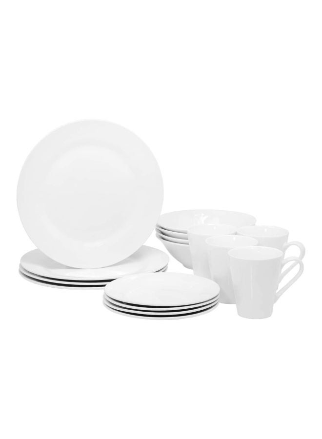 Royalford 16-Piece Porcelain Dinner Set White Dinner Plates 4 x 10, Dessert Plates 4 x 7, Bowls 4 x 7, Mug 4 x 18inch - Image 1