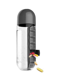 Goldedge Water Bottle With Built-In Daily Pill Box Organizer Clear/Black 15cm  - Image 2