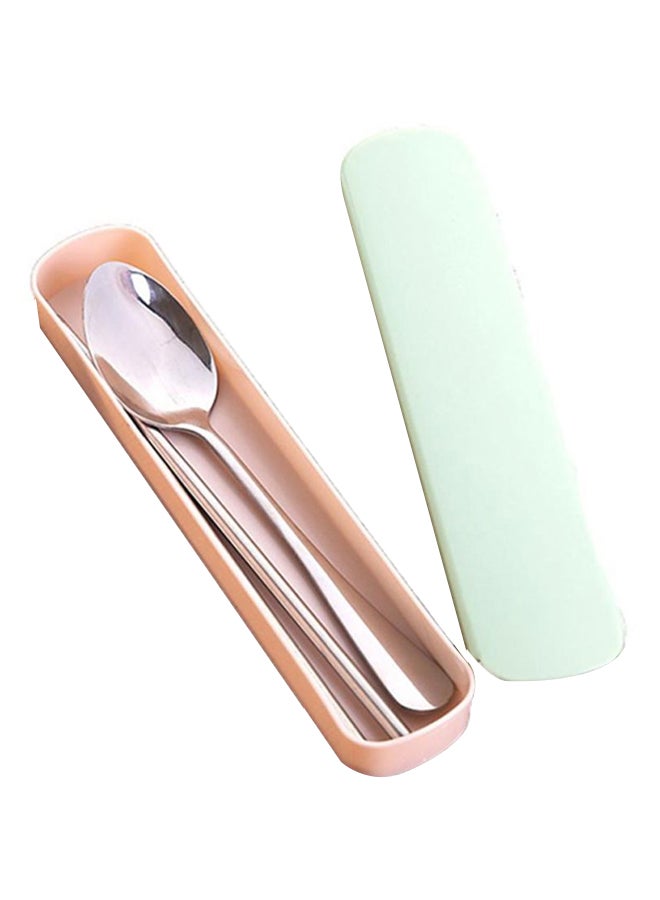 بلولانز طقم أدوات مائدة من الستانلس ستيل مع علبة للحمل متعدد الألوان Spoon 17x3.5, Chopsticks 18, Plastic Case 20x4.4x2.4سم - Image 1