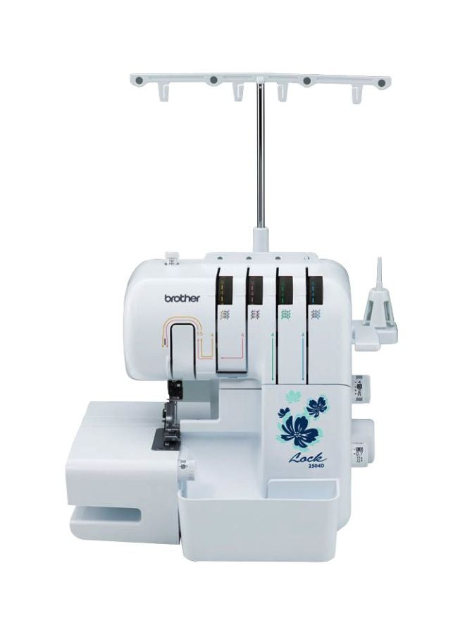 brother Electric Overlocker Sewing Machine  Ideal For Seams And Hems | Instant Rolled Hems And Decorative Effects | 3 Or 4 Thread Cut And Sew Overlock Stitches | 4 Colour Threading Guide | Stitch Width 5.0 - 7.0 Mm | Retractable Knife And Presser Foot Pressure Adjustment | Made In Vietnam 2504D White/Blue  - Image 1