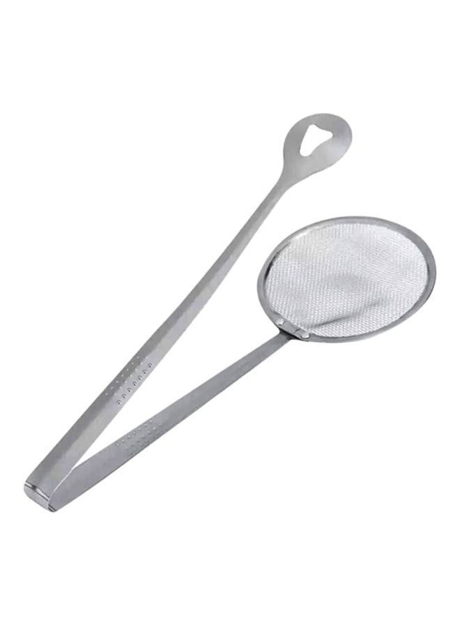 Frying Tong Colander Filter Strainer Silver - Image 1