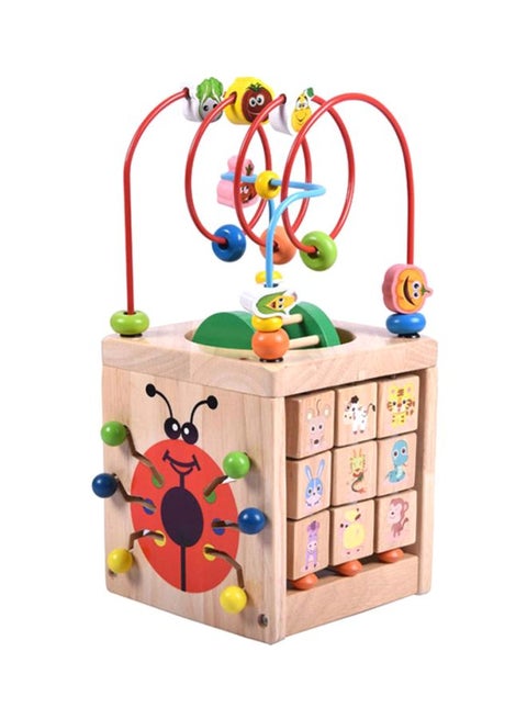 6-In-1 Wooden Beads Maze Activity Cube 32x15x15cm