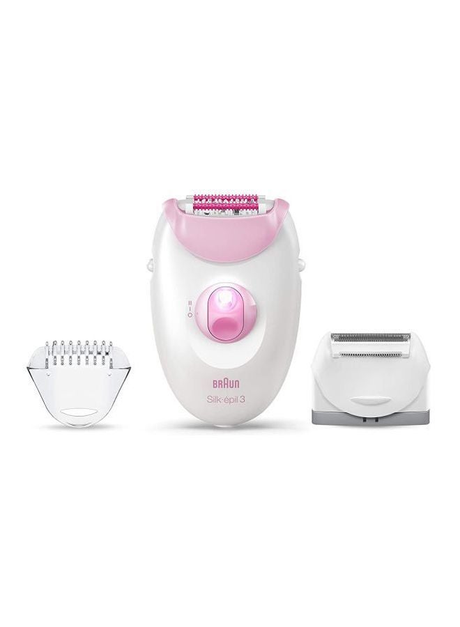 BRAUN - Silk-Epil 3 SE3270 Epilator With 2 Shaver Head White/Pink 18x6.5x19.7cm - Image 1