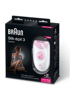 BRAUN Silk-Epil 3 SE3270 Epilator With 2 Shaver Head White/Pink 18x6.5x19.7cm  - Image 5