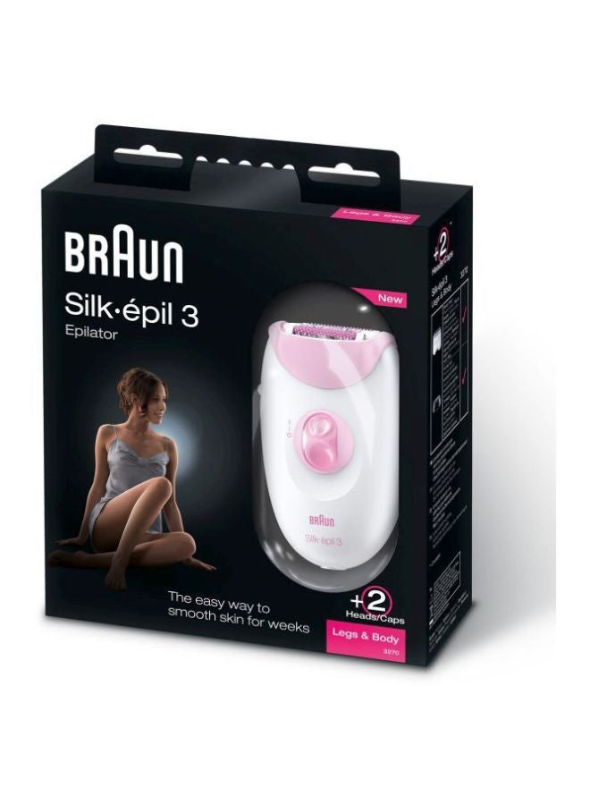 BRAUN - Silk-Epil 3 SE3270 Epilator With 2 Shaver Head White/Pink 18x6.5x19.7cm - Image 1