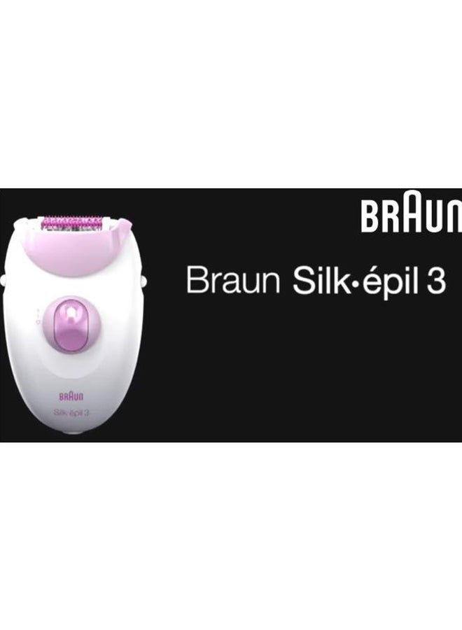 BRAUN - Silk-Epil 3 SE3270 Epilator With 2 Shaver Head White/Pink 18x6.5x19.7cm - Image 1