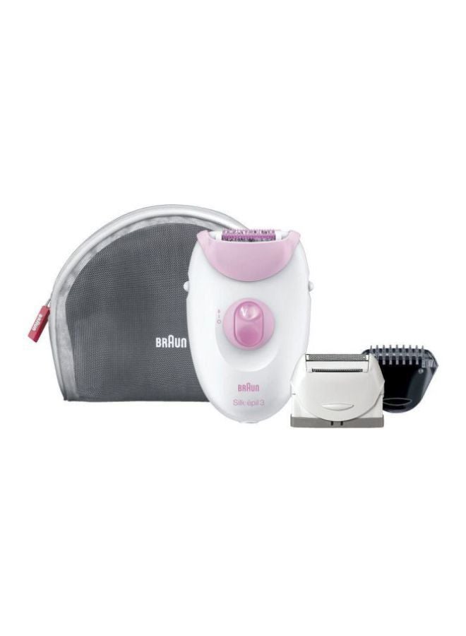 BRAUN - Silk-Epil 3 SE3270 Epilator With 2 Shaver Head White/Pink 18x6.5x19.7cm - Image 1
