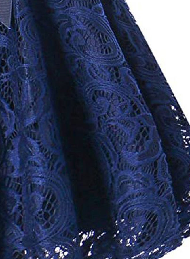 Lace Embroidered A-Line Dress Blue - Image 5