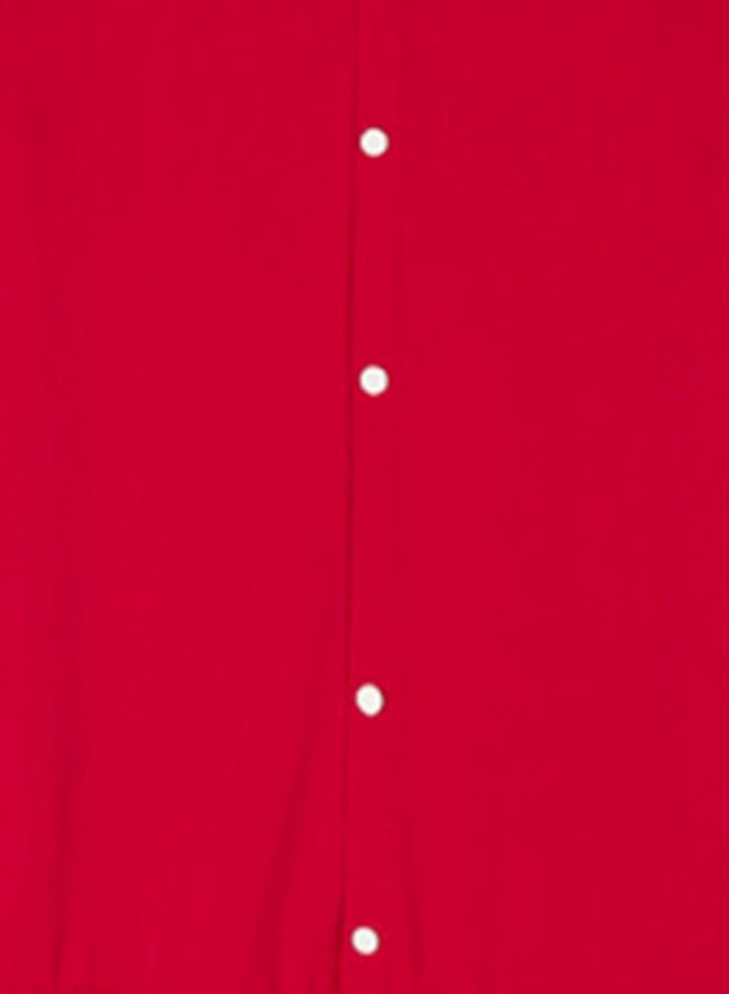 Solid Mini Shirt Dress Red/White - Image 3