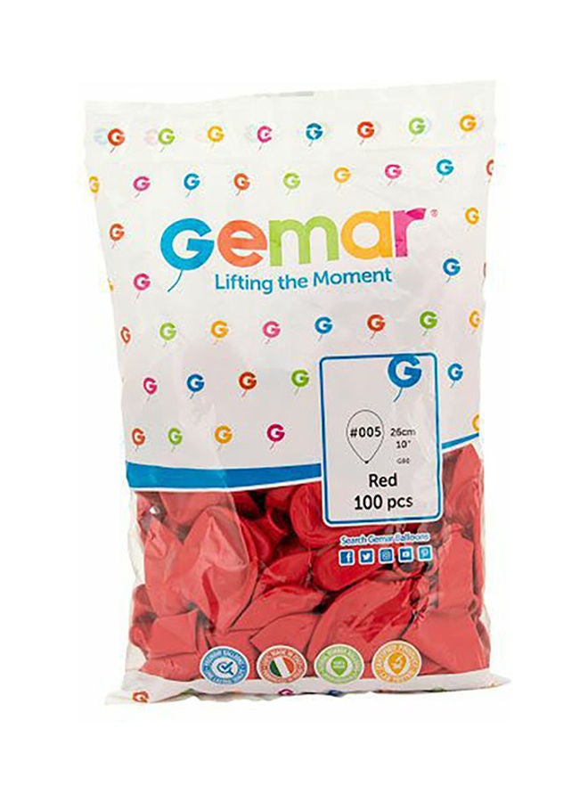 100-Piece Balloon Set 90g Red 26cm 