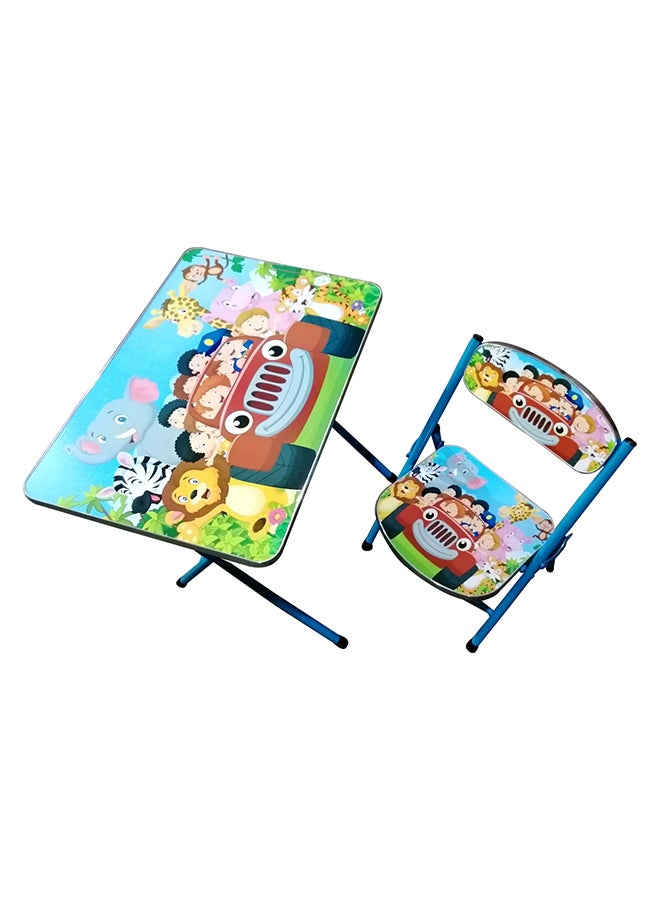 Wooden Studying Foldable Table And Chair Multicolour