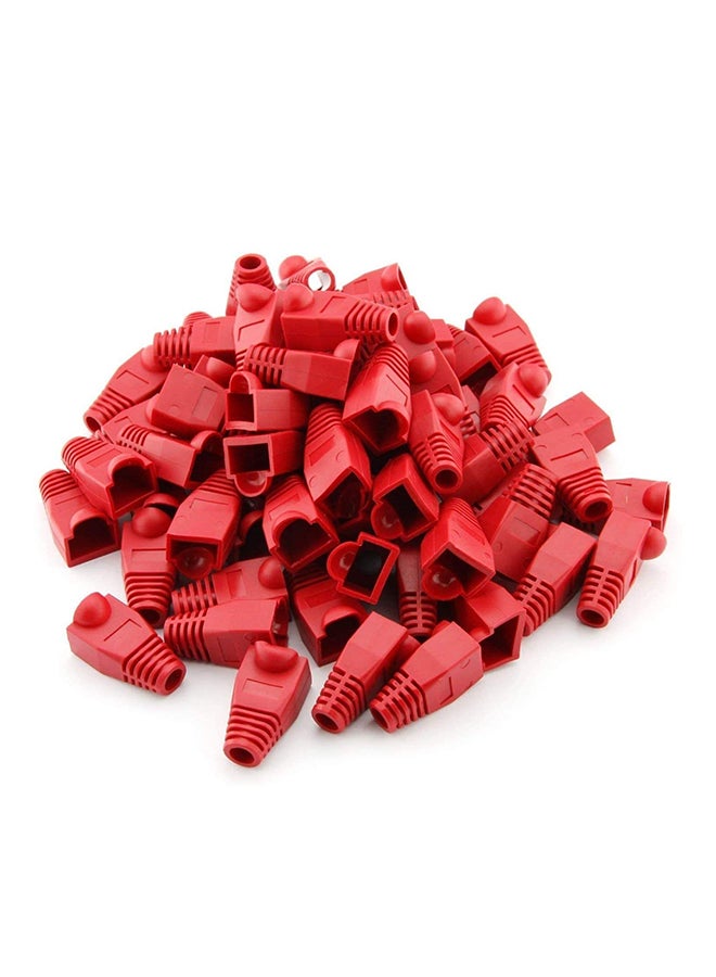 100-Piece Plastic Ethernet Cable Connector Plug Cover Red  - Image 3