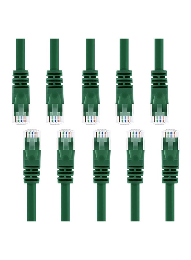 JE 10-Piece Cat 6 Ethernet LAN Cable Green  - Image 1