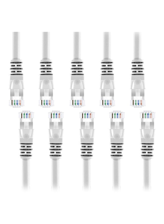 JE 10-Piece Cat 6 Ethernet LAN Cable White  - Image 1