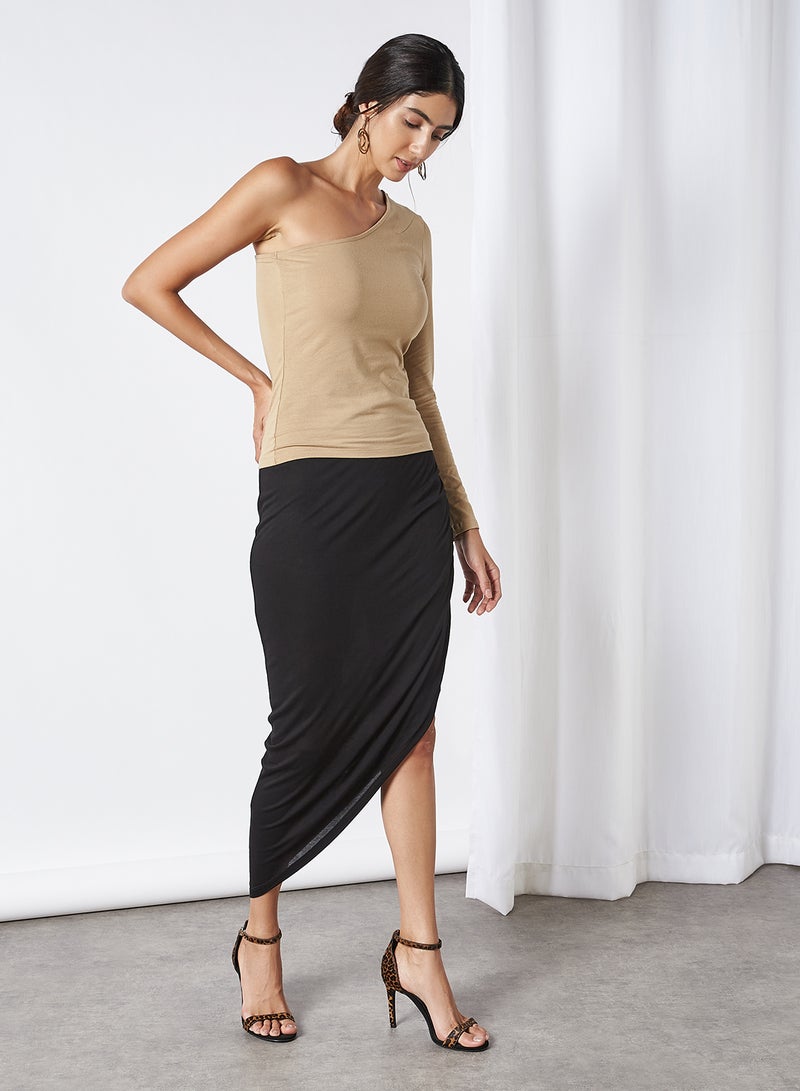 ONLY - Asymmetric Hem Ruched Skirt Black - Image 1