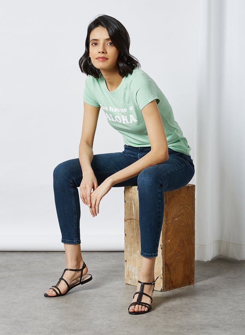 PIECES - Mid Rise Skinny Fit Jeans Dark Blue Denim - Image 1