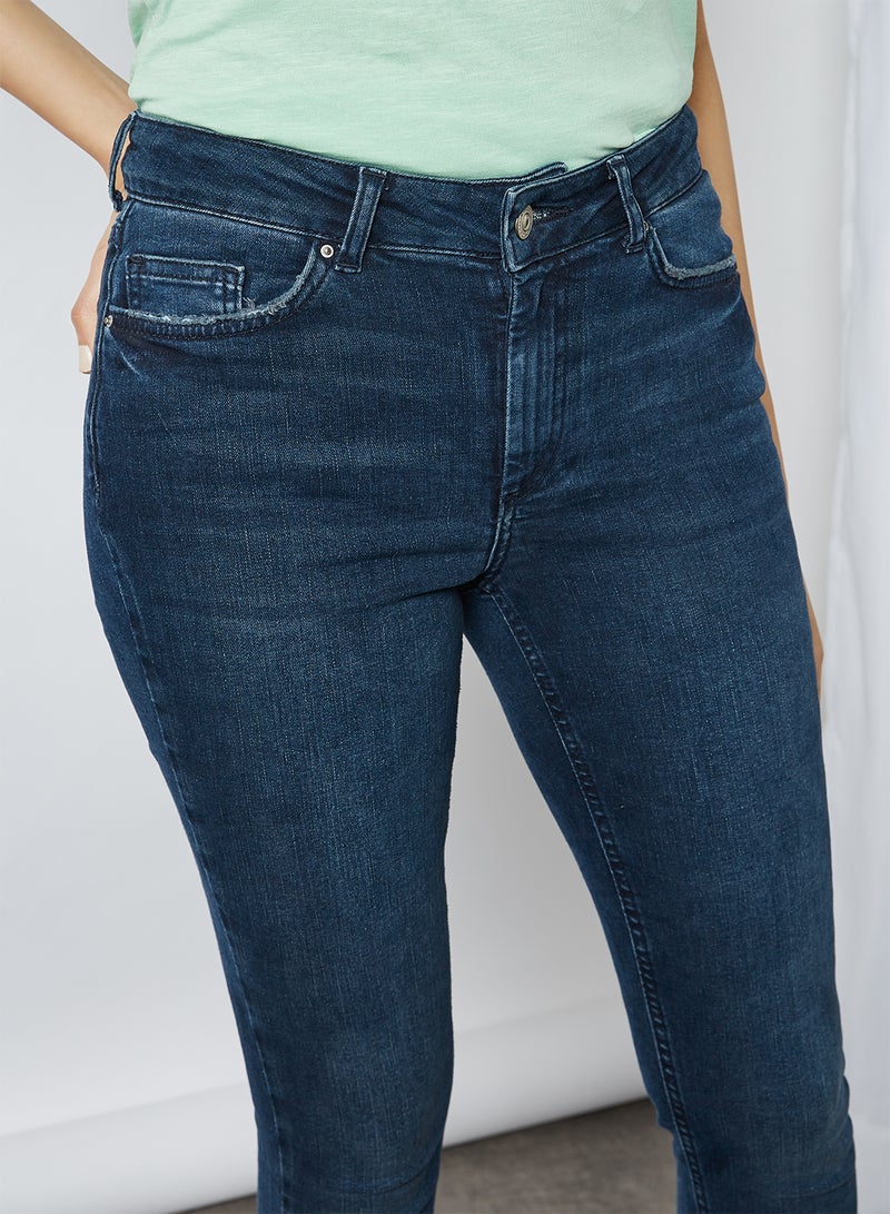 PIECES - Mid Rise Skinny Fit Jeans Dark Blue Denim - Image 1