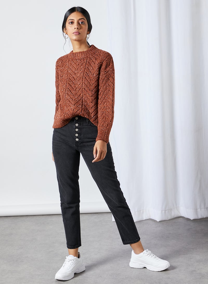 trendyol - High-Rise Mom Jeans Black - Image 1