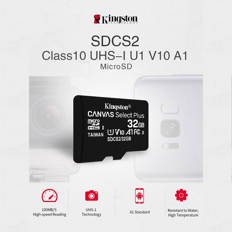 Kingston - Class10 UHS-1 U1 V10 A1 Micro SD TF Memory Card 32 GB - Image 1