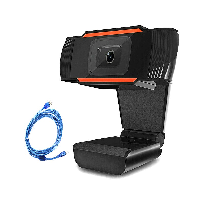 1080P 2MP Wide-Angle HD Webcam Black/Orange - Image 1
