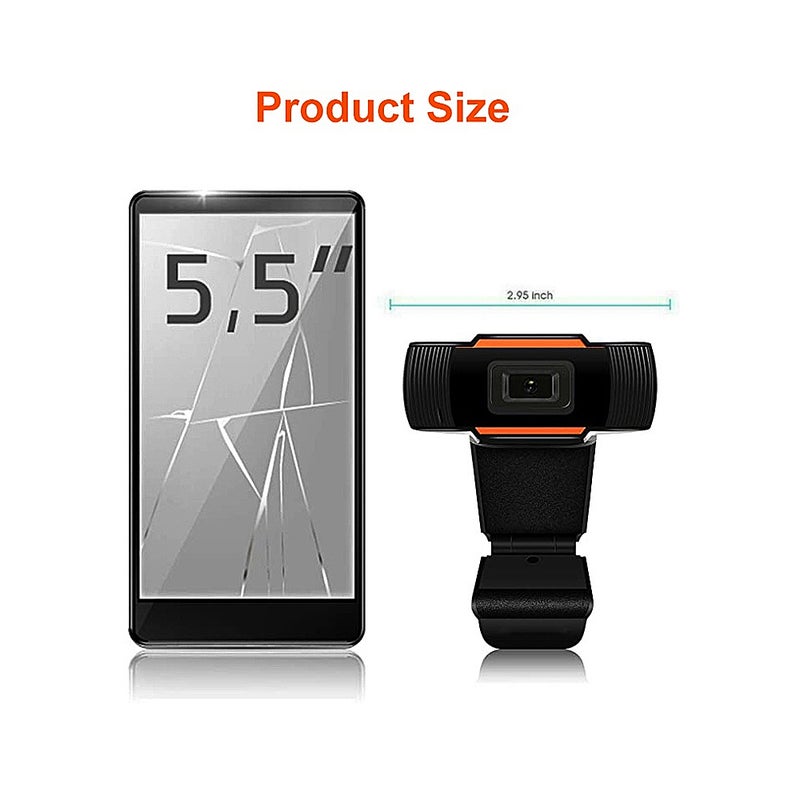 1080P 2MP Wide-Angle HD Webcam Black/Orange - Image 2