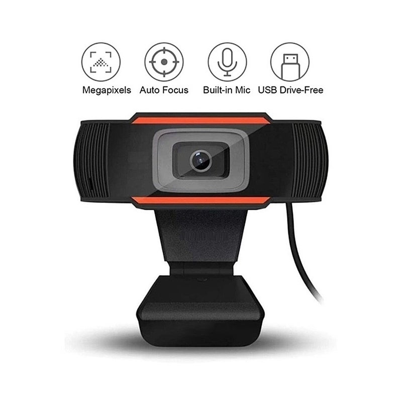 1080P 2MP Wide-Angle HD Webcam Black/Orange - Image 4
