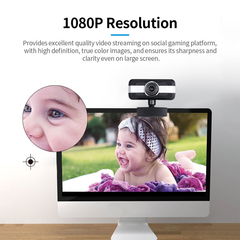 كاميرا ويب عالية الوضوح بدقة 2 ميجابكسل 1080P أسود - Image 4