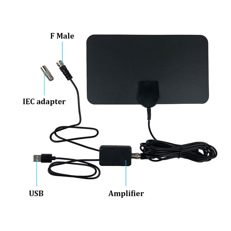 Generic - HD Digital Antenna TV Indoor Amplifier Signal Booster Black - Image 1