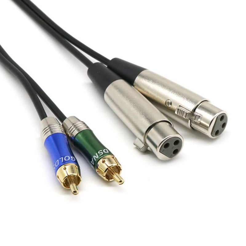 Generic Dual XLR Female To Dual RCA Male Audio Cable Cord Black  - Image 3