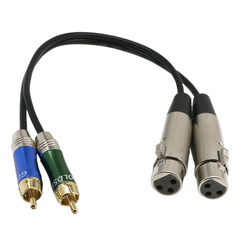 Generic Dual XLR Female To Dual RCA Male Audio Cable Cord Black  - Image 1