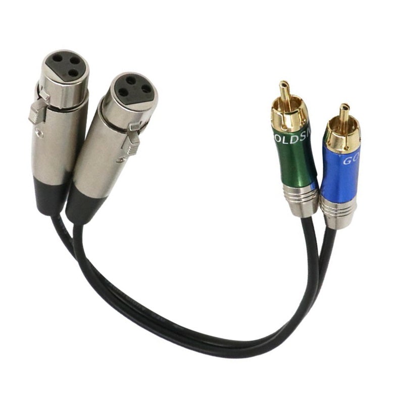 Generic Dual XLR Female To Dual RCA Male Audio Cable Cord Black  - Image 2