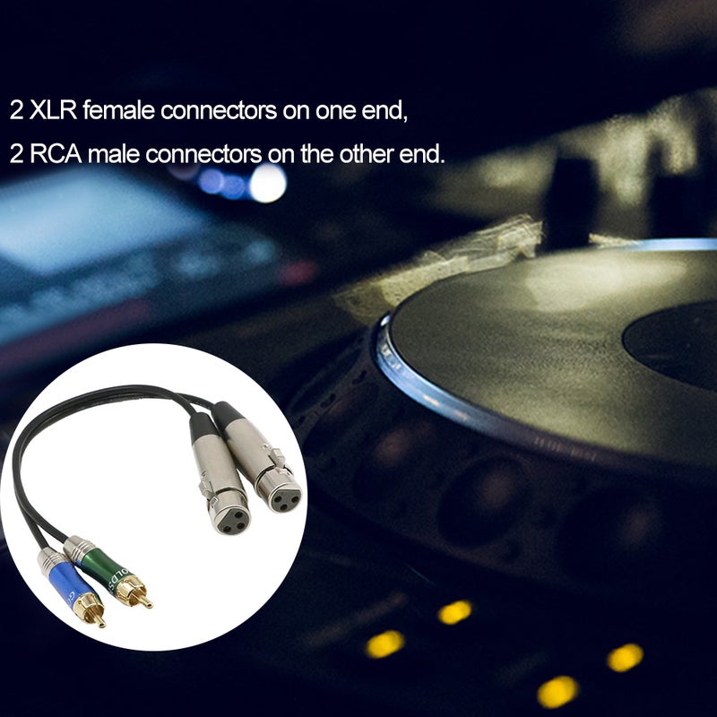Generic Dual XLR Female To Dual RCA Male Audio Cable Cord Black  - Image 4