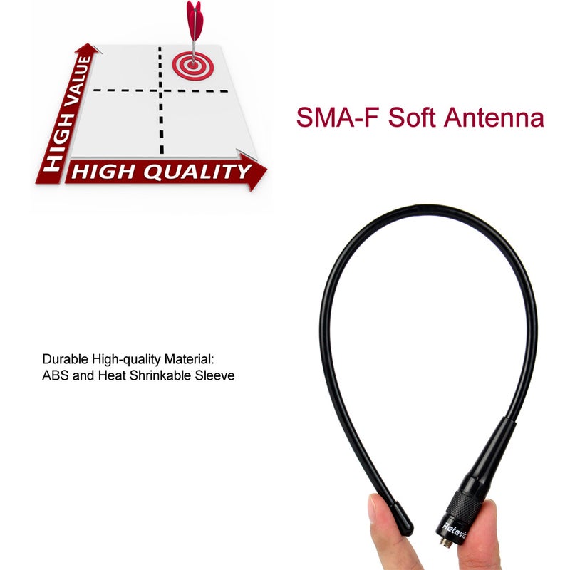 Retevis - RHD-771 VHF UHF Dual-Band Intercom Antenna with SMA-M Interface Black - Image 1