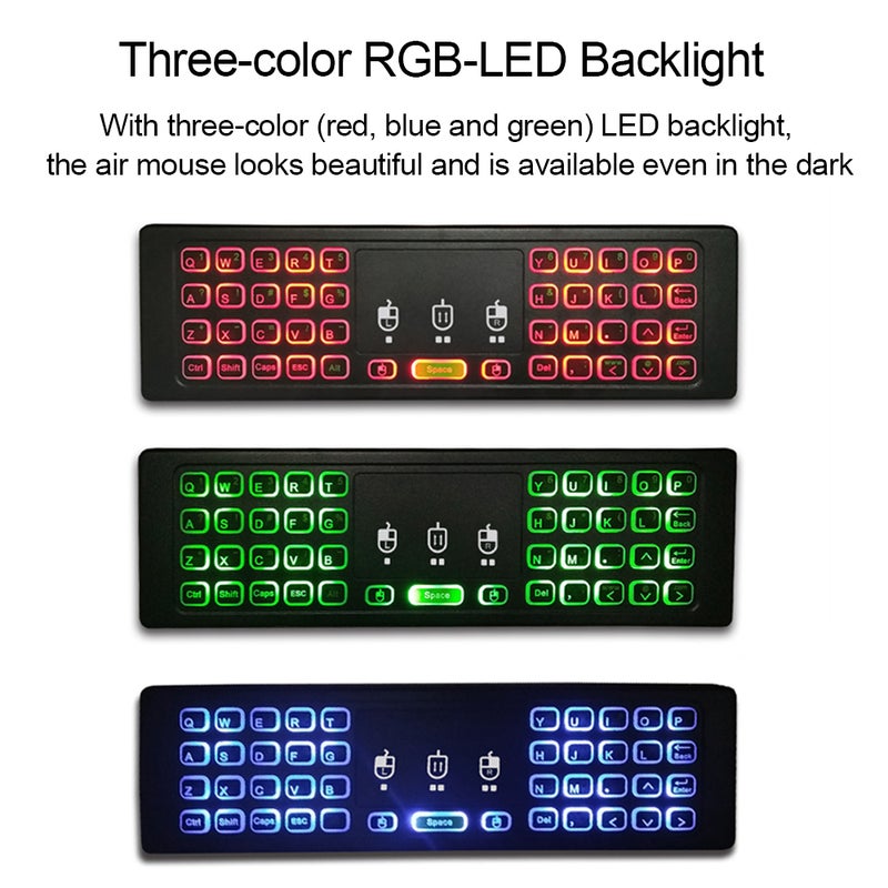 Generic - 3-In-1 Air Mouse Wireless RGB Backlight Keyboard For Android-Smart TV/PC/Laptop Black - Image 1
