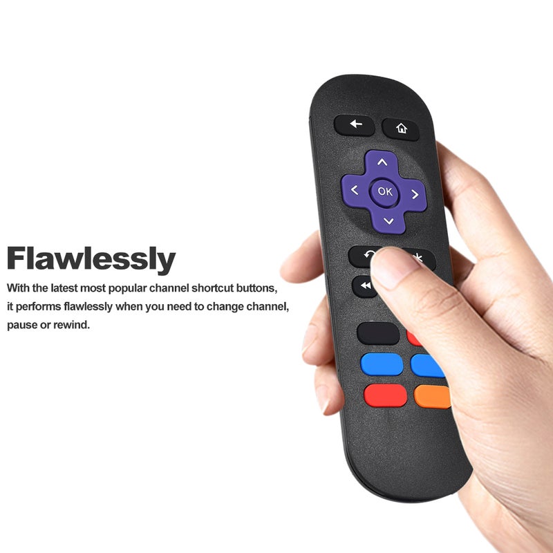 Generic - Replacement Streaming Media Player IR Smart Remote Control For Roku 1, 2, 3, 4 LT/HD/XD/XS Black - Image 1