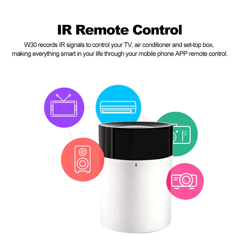 Generic - W30 IR Smart Remote Control For Alexa Google Assistant/Aircon TV Set-Top Box White/Black - Image 1