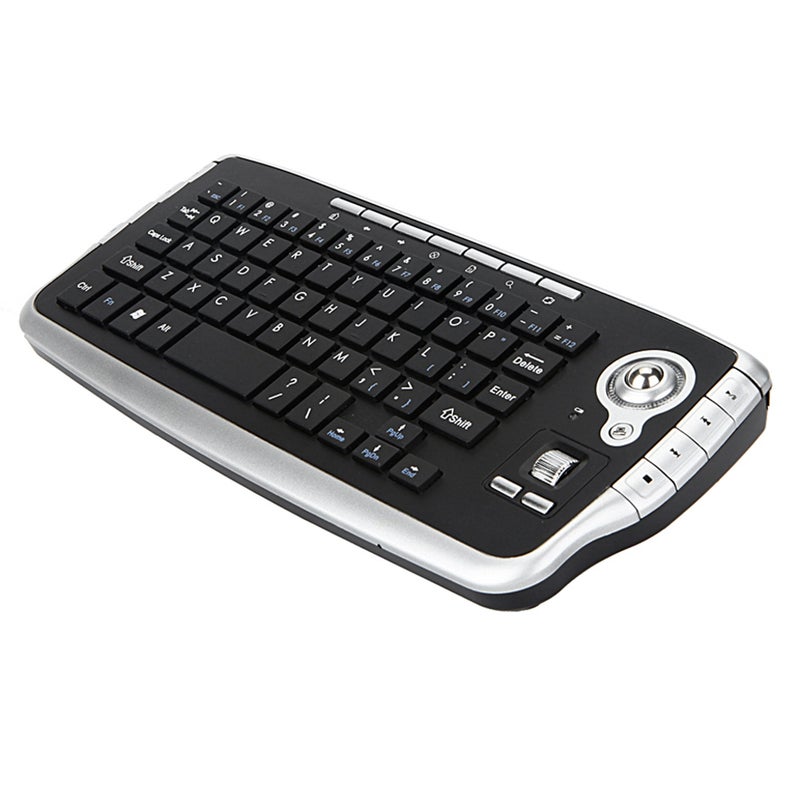 Generic - 2.4GHz Wireless Keyboard with Trackball Mouse Scroll Wheel Remote Control Black - Image 1
