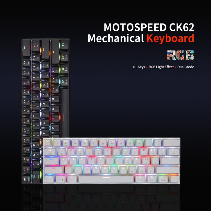 Motospeed - CK62 61 Keys RGB Mechanical Dual Mode Keyboard With OUTEMU Red Switches - English - Image 1