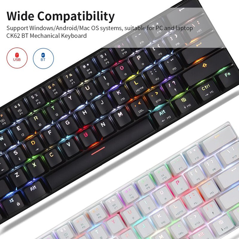 Motospeed - CK62 61 Keys RGB Mechanical Dual Mode Keyboard With OUTEMU Red Switches - English - Image 1