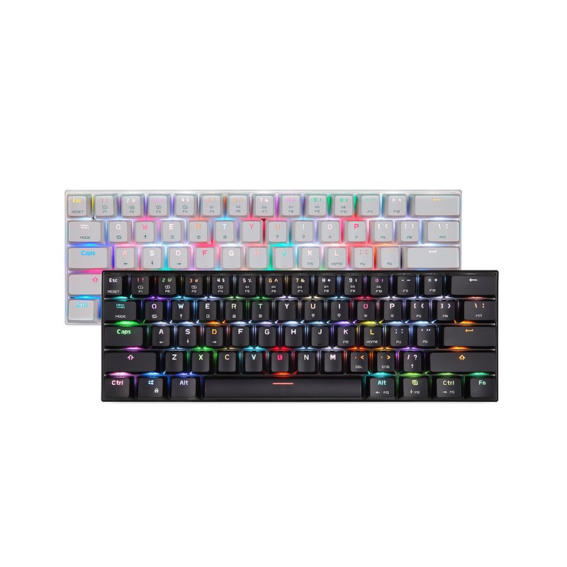 Motospeed CK62 61 Keys RGB Mechanical Dual Mode Keyboard With OUTEMU Blue Switches - English White  - Image 2