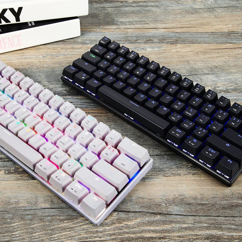 Motospeed CK62 61 Keys RGB Mechanical Dual Mode Keyboard With OUTEMU Blue Switches - English White  - Image 3